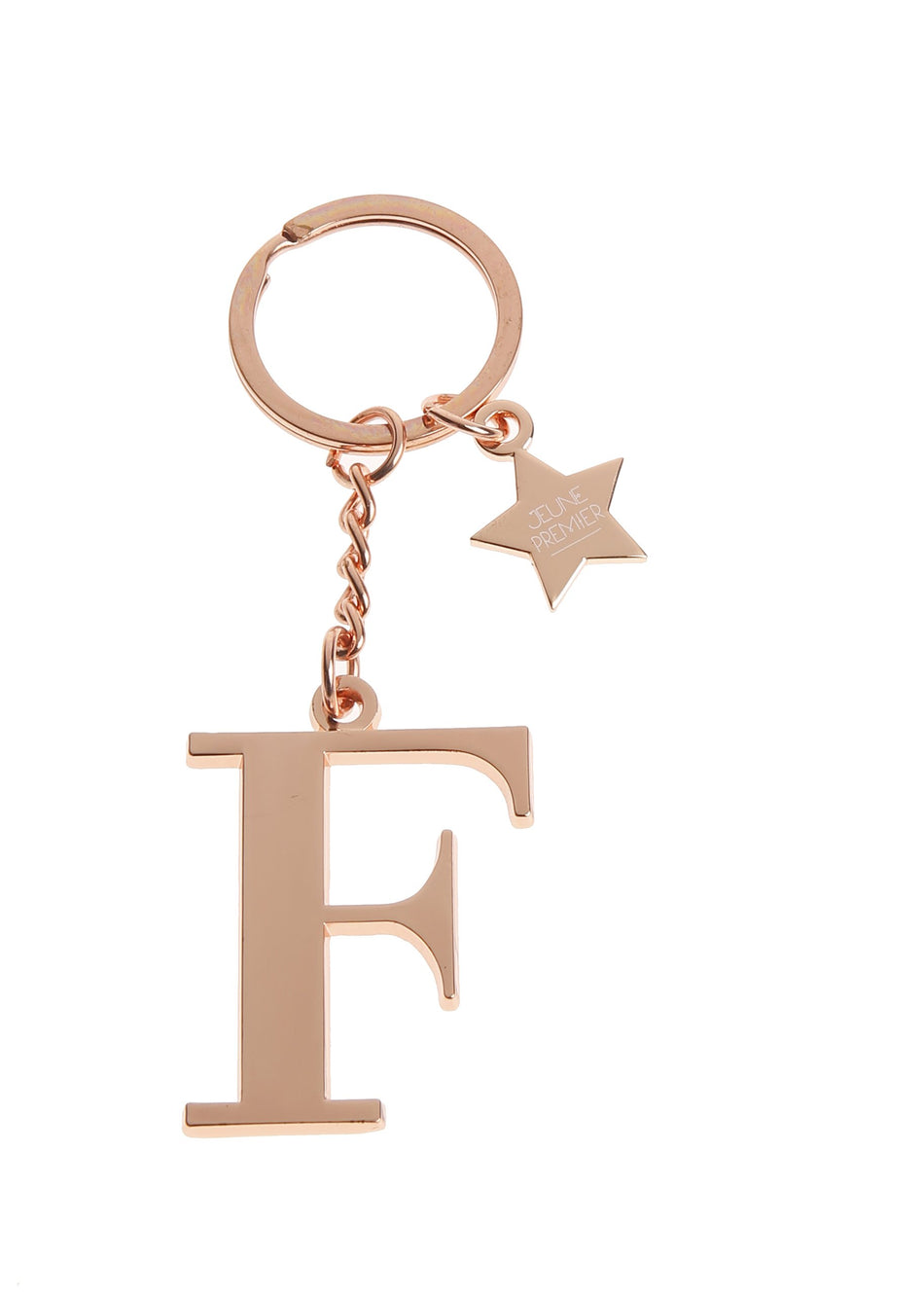 Брелок золотисто-розовый с буквой F - Keychain Letter Rose Gold F (не забудьте выбрать к нему ШАРМ)