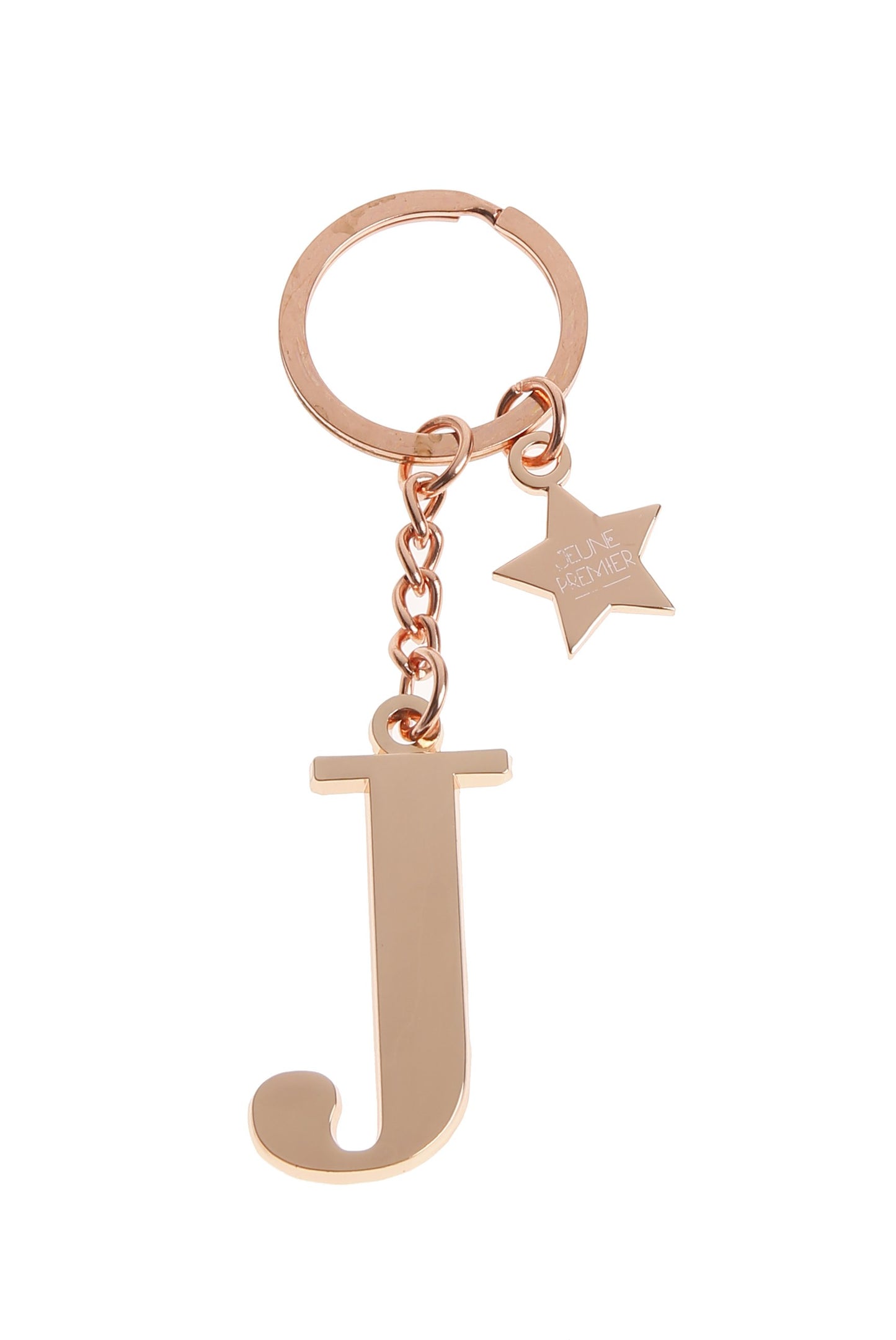 Брелок золотисто-розовый с буквой J - Keychain Letter Rose Gold J (не забудьте выбрать к нему ШАРМ)