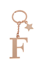 Брелок золотисто-розовый с буквой F - Keychain Letter Rose Gold F